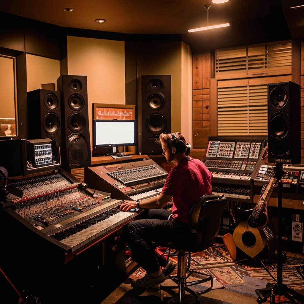Artiste enregistrant en studio